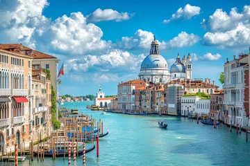 Gordijnen Stunning panoramic view of venice showcasing grand canal and santa maria della salute s double dome © Yurij