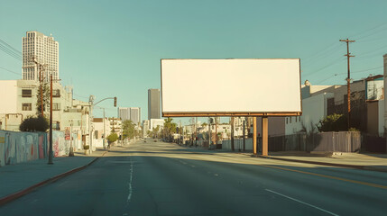 Blank outdoor billboard for advertising, large vertical signage on an empty urban street