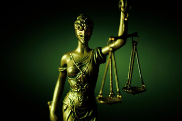 Lady Justice with green light background