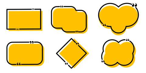 Yellow chat bubbles, quote background, Speech bubbles, a set of message bubbles, designed in flat cartoon style, isolated on white background
