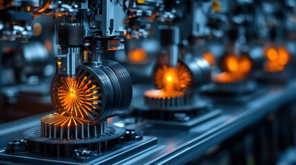 Automated Manufacturing Process: High-Tech Industrial Assembly Line