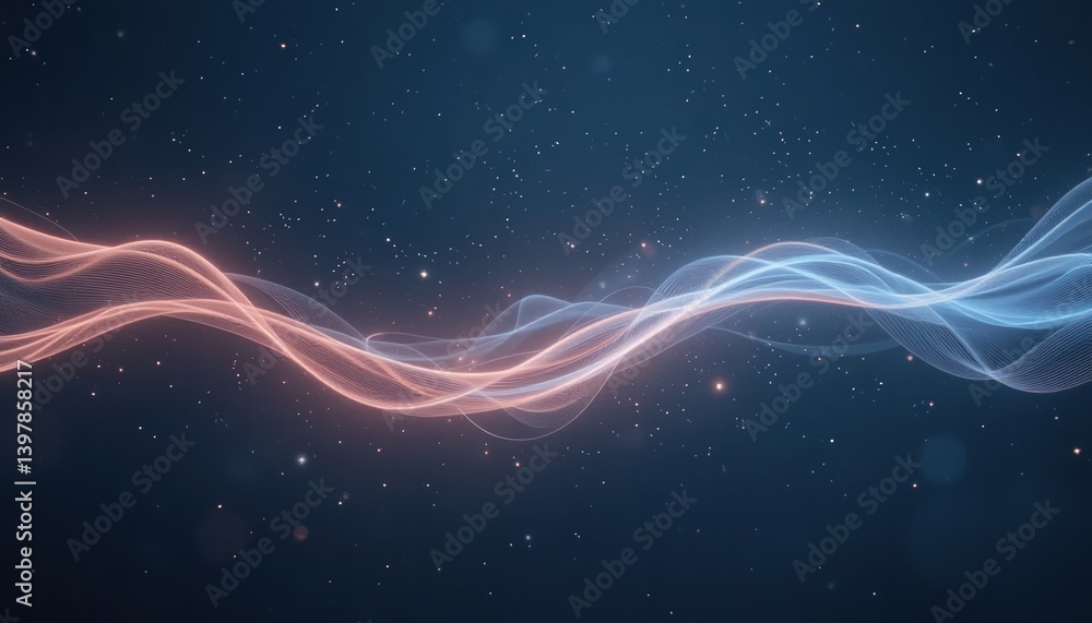 Poster dynamic wave motion in a starry space abstract visuals digital art cosmic environment fluid concept 