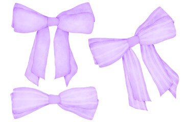 purple ribbon bow watercolor set