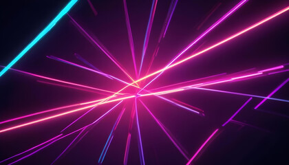Abstract image featuring glowing neon lights forming a vibrant pattern of dynamic streaks.
