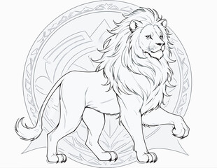 Lion cartoon illustration, lion vector silhouette