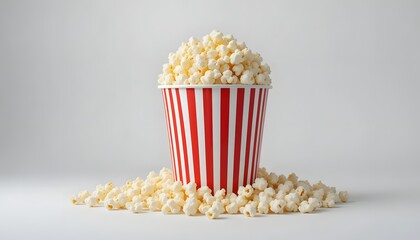 Popcorn Overflowing From Red and White Striped Container Delicious Treat