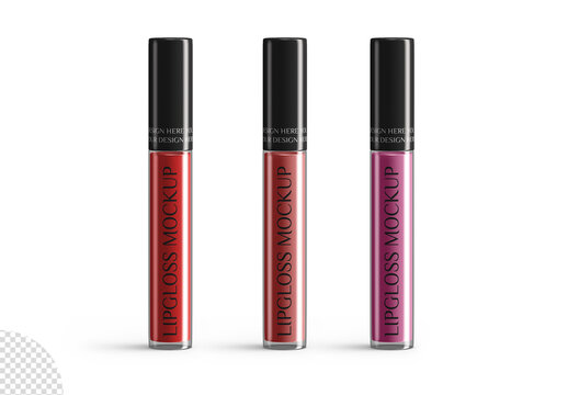 Mockup of Cosmetic Lipstick Lip Gloss Makeup Packaging Isolated
