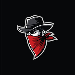 bandit mascot logo design template vector editable text