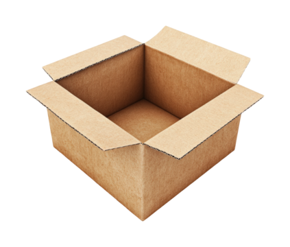 Unpacking a cardboard box a minimalist business process isolated on transparent background png