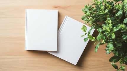 Two empty books without any pictures are prepared for design, and a placeholder image is available as a mockup