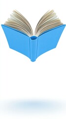An open book with blue cover and many pages