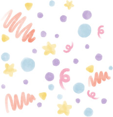 Confetti cute minimal pastel colorful sweet bloom heart abstract gouache illustration