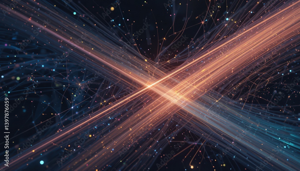 Poster dynamic energy interactions in cosmic space abstract visualization digital art dark background futur