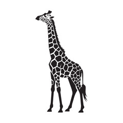 Naklejka premium Elegant giraffe silhouette with distinctive spots, ideal for wildlife and animal-themed designs.