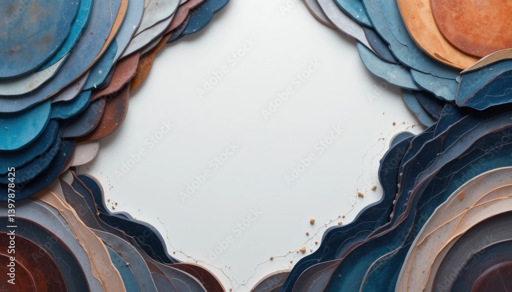 Poster creative abstract art composition featuring layered circular patterns studio environment artwork dis