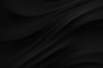 Fototapeta premium Smooth black fabric folds create a flowing, luxurious surface with deep shadows and soft curves, offering a refined and dramatic feel. Generative AI
