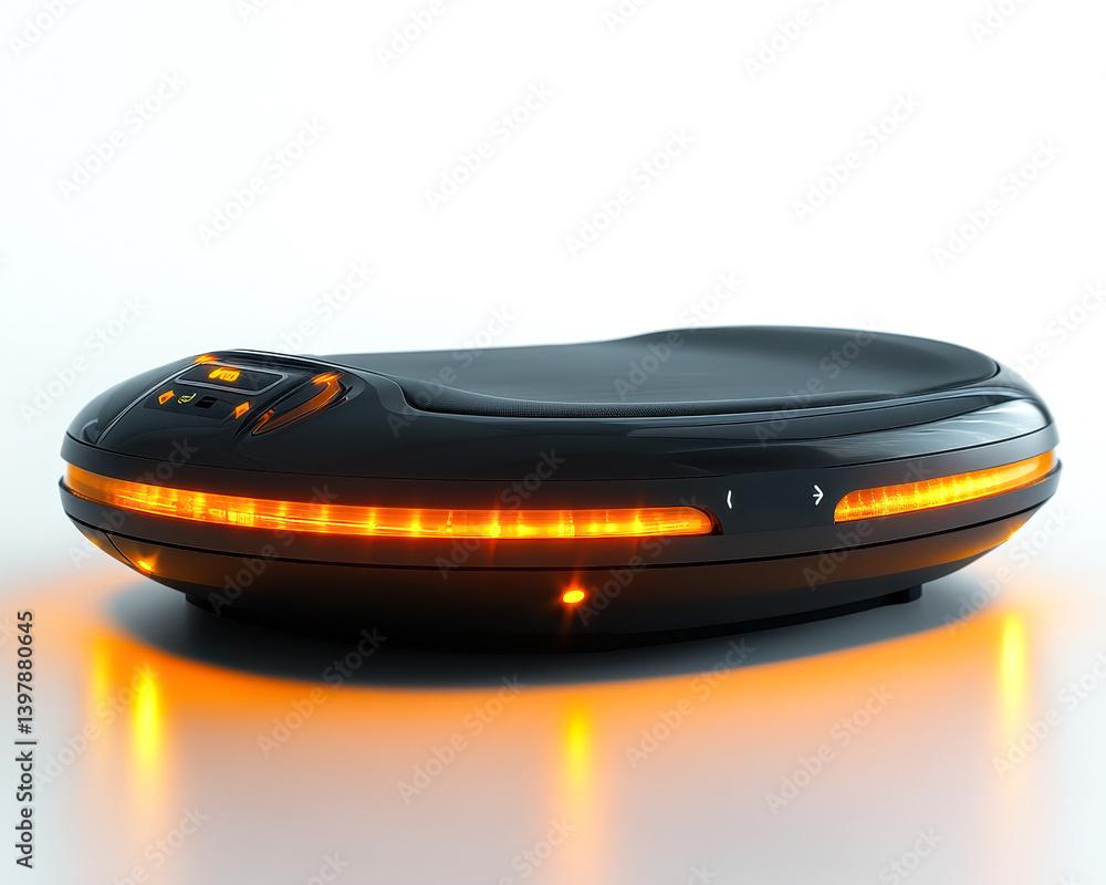 Aufkleber futuristic hovering elliptical machine with glowing led lights on white background for high-quality 