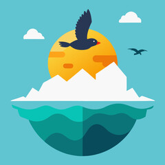 Obraz premium An iceberg in the middle of the ocean vector art illustration