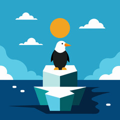 An iceberg in the middle of the ocean vector art illustration