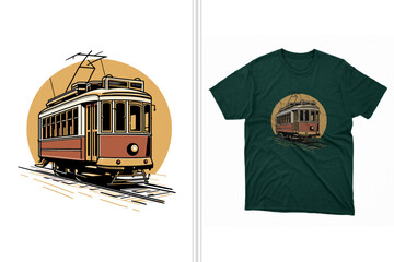 old tram t-shirt artwork design template