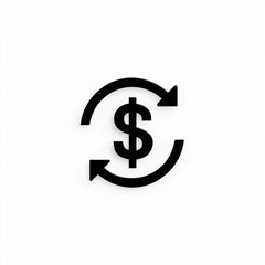 Obraz premium A simple black dollar sign enclosed by circular arrows, representing financial transactions and currency exchange.