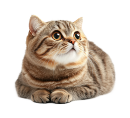 Curious cat enthusiastically exploring its cozy environment isolated on transparent background png