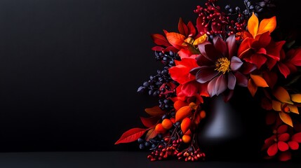 Dark Autumn Blooms Moody Floral Arrangement.