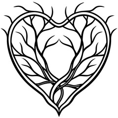 Heart Rooted in Nature Elegant Line Art Design