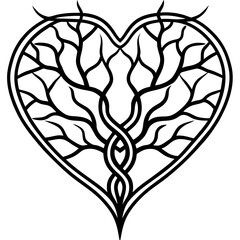 Heart Rooted in Nature Elegant Line Art Design