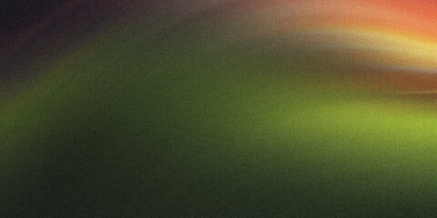 A grainy Abstract gradient background with green orange and dark hues blend