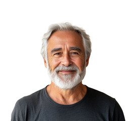 Obraz premium Portrait of a happy elderly man bright smiling expression isolated on transparent background png