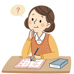 Thoughtful teacher clipart illustrating classroom inquiry creative learning space engaging design educational concept