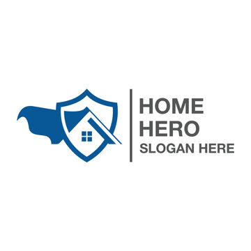 hero shield house concept logo design vector template