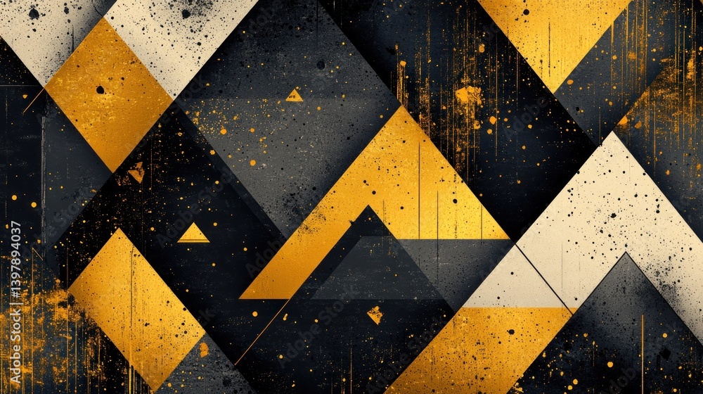 Aufkleber abstract modern art background with geometric shapes in shades of black gold and white creating a vi