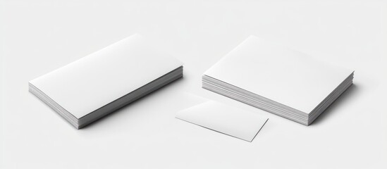 Three stacks of blank white paper lay on a bright surface