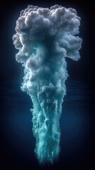 Underwater explosion effect with gradient light, a mesmerizing display of turbulent dynamics