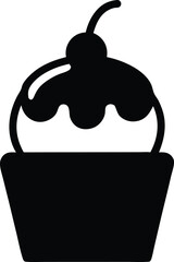 Cup cake icon silhouette Vector logo outline. Elegant cupcake icon illustration