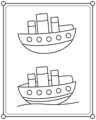 Cute ocean ship  suitable for children's coloring page vector illustration