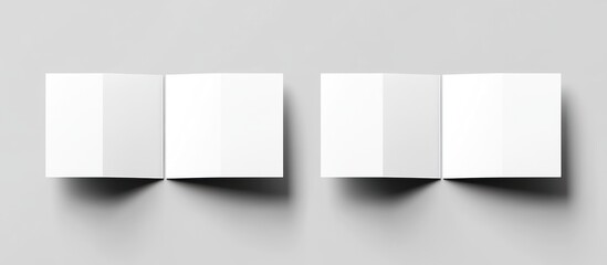 Obraz premium Two Blank White Brochures Presented Flat and Open on Surface