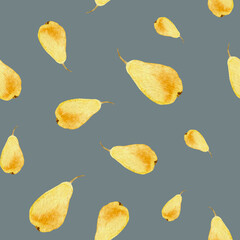 Naklejka premium Cute Watercolor Pear Seamless Pattern, Nursery Decoration, Scrapbook Papers, Baby Pattern, Fabric Design. Perfect for fabric design, stationery, branding, packaging, and background. 
