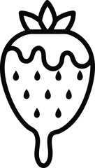 strawberry in chocolate melting outline vector illustration