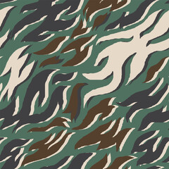 Hand-Drawn Camo Vector Pattern – Seamless Jungle-Inspired Abstract Print in Earth Tones