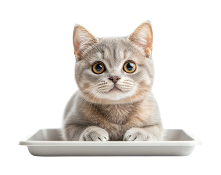 Playful kitten in a bowl pet cute environment view whimsical concept isolated on transparent background png