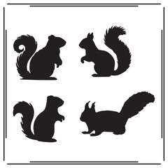 Squirrel silhouette, Squirrel illustration , Squirrel clipart, Squirrel vector , Squirrel icon , black Squirrel , Squirrel illustration on white background,