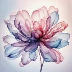 flor translucida en colores rosas, azules y morados