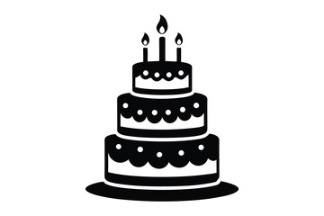 vector birthday cake icon on white background