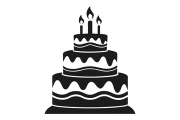 birthday cake with candle vector illustration 