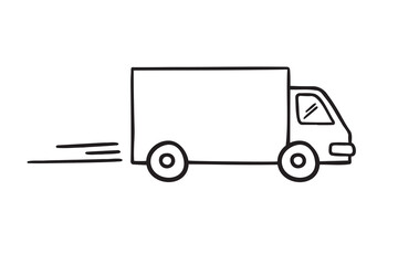 Truck icon doodle hand drawn. Outline line truck drawing clipart symbol © Yanka