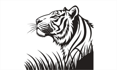 Obraz premium Powerful Tiger Silhouette on a White Background