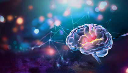 Fototapeta premium oil painting style human brain illustration